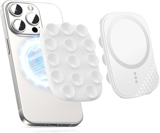 Magnetic Suction Phone Mount for MagSafe Case, Silicone Sticky Grip Holder for iPhone 16/15/14/13/12
